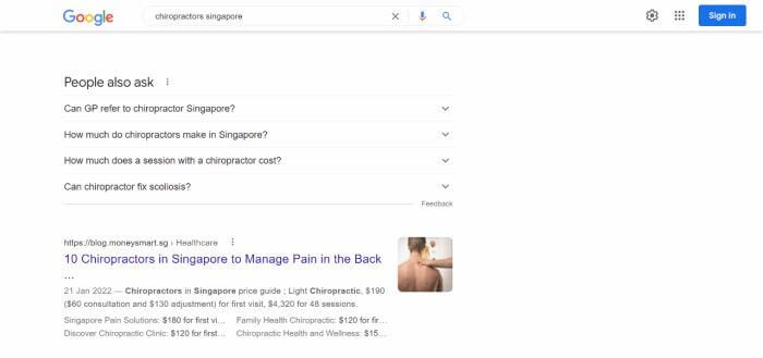 "People also ask" section of Google search engine results page
